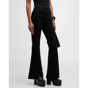 NEW‎ SLVRLAKE Denim Indiana High Rise Flare Jeans Jet Black Plus Size 32